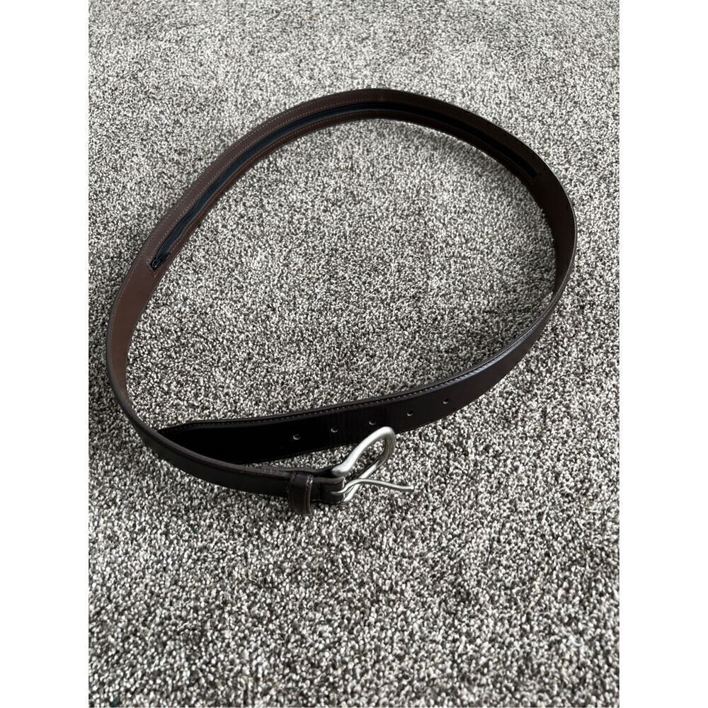 Thomas Bates size 44 Leather Money Belt with Zipper Pocket for Men | Genuine Lea